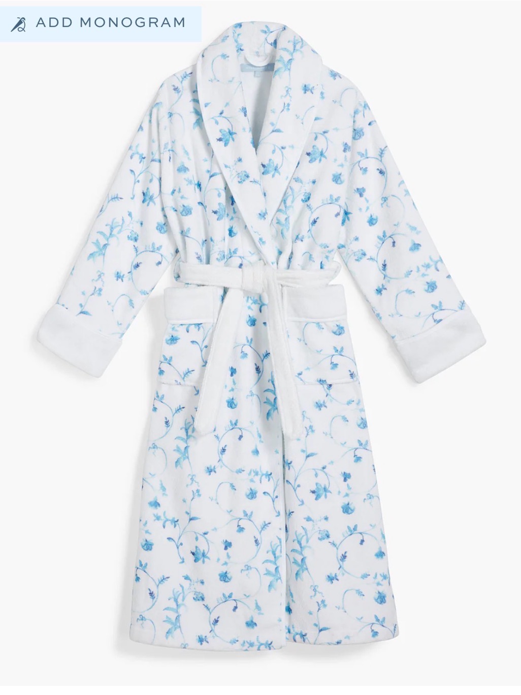 Hill House The Hotel Robe Blue Botanical Size S/M Monogram Sally